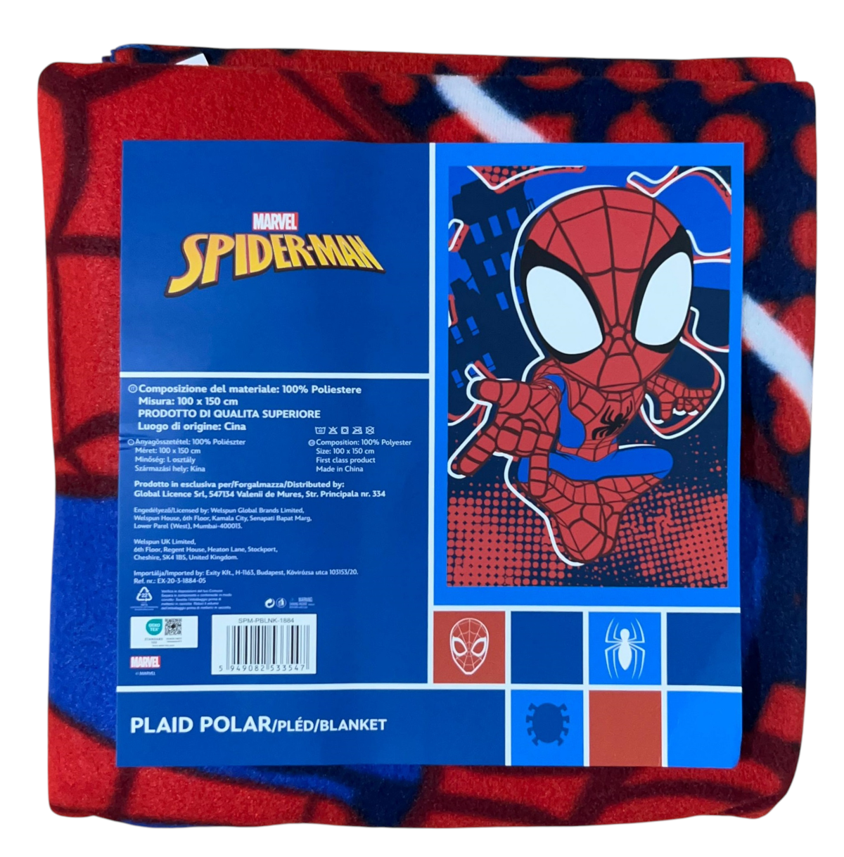 Plaid in Pile Spidey MARVEL Coperta in Morbido Poliestere 100 X 150 CM 210 Gsm - Spm1884