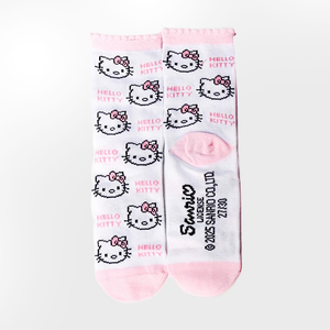 Set Calzini Hello Kitty Sanrio in Misto Cotone 4 Paia in Confezione Salvadanaio - 2973