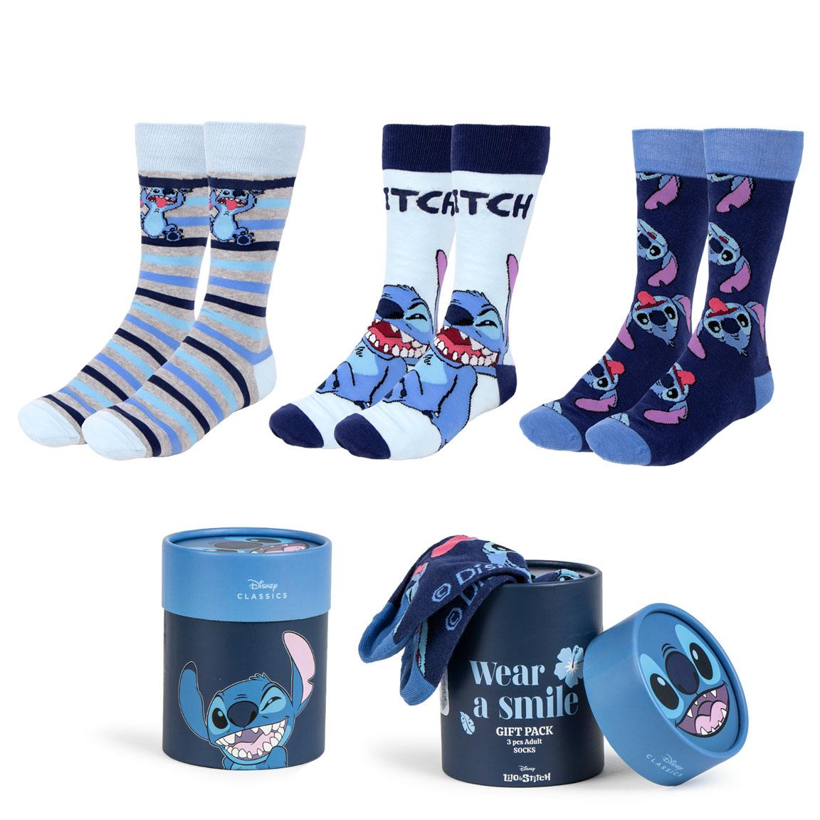 Set Calzini Stitch DISNEY 3 Paia in Misto Cotone Confezione Regalo T.u. 36/43 - 2541