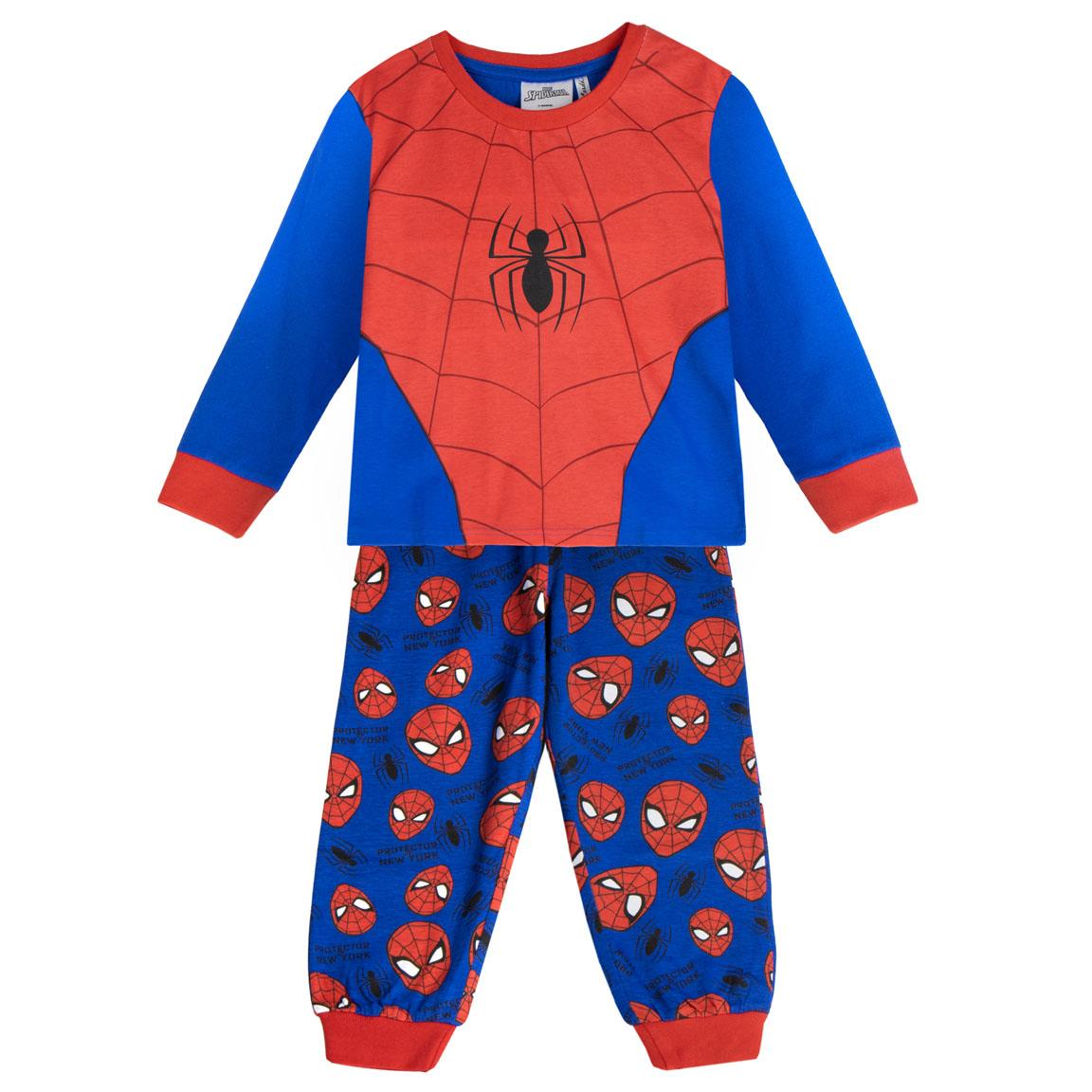 Pigiama a Manica Lunga Spiderman MARVEL in Misto Cotone Jersey 160 Gsm per Bambini- 2949