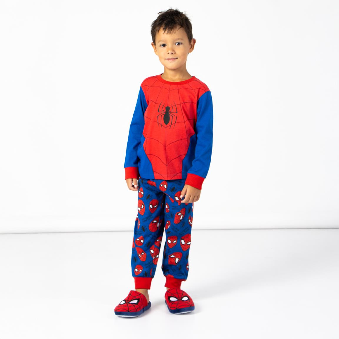 Pigiama a Manica Lunga Spiderman MARVEL in Misto Cotone Jersey 160 Gsm per Bambini- 2949