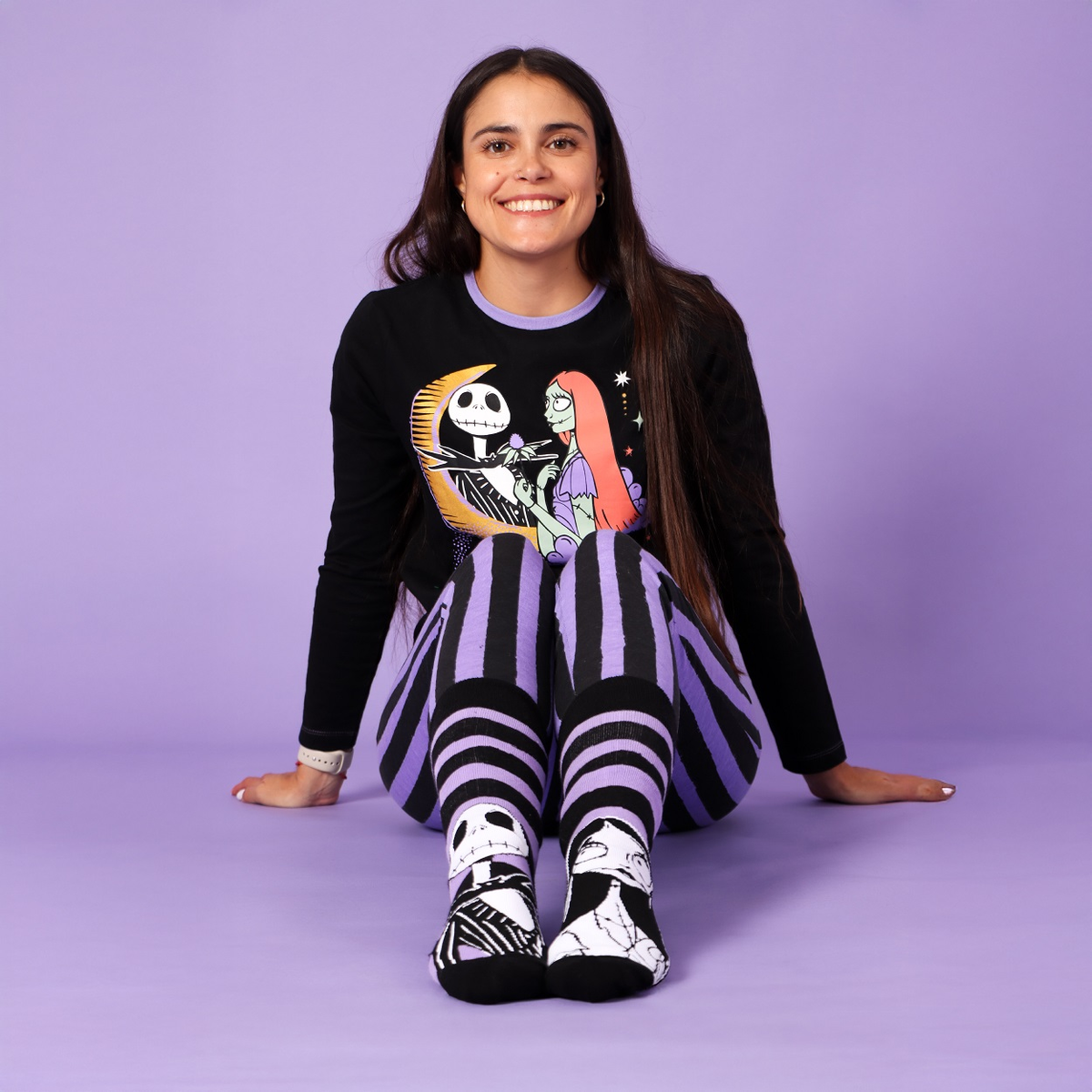 Pigiama a Manica Lunga Nightmare Before Christmas in Cotone Jersey 160 Gsm per Adulti - 1982