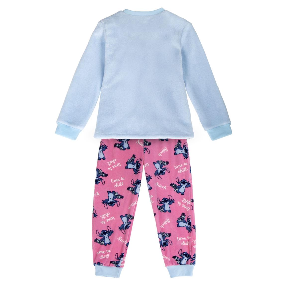 Pigiama Invernale Stitch DISNEY Felpato a Manica Lunga in Pile Corallo con Applicazioni - 2968