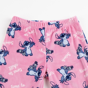 Pigiama Invernale Stitch DISNEY Felpato a Manica Lunga in Pile Corallo con Applicazioni - 2968