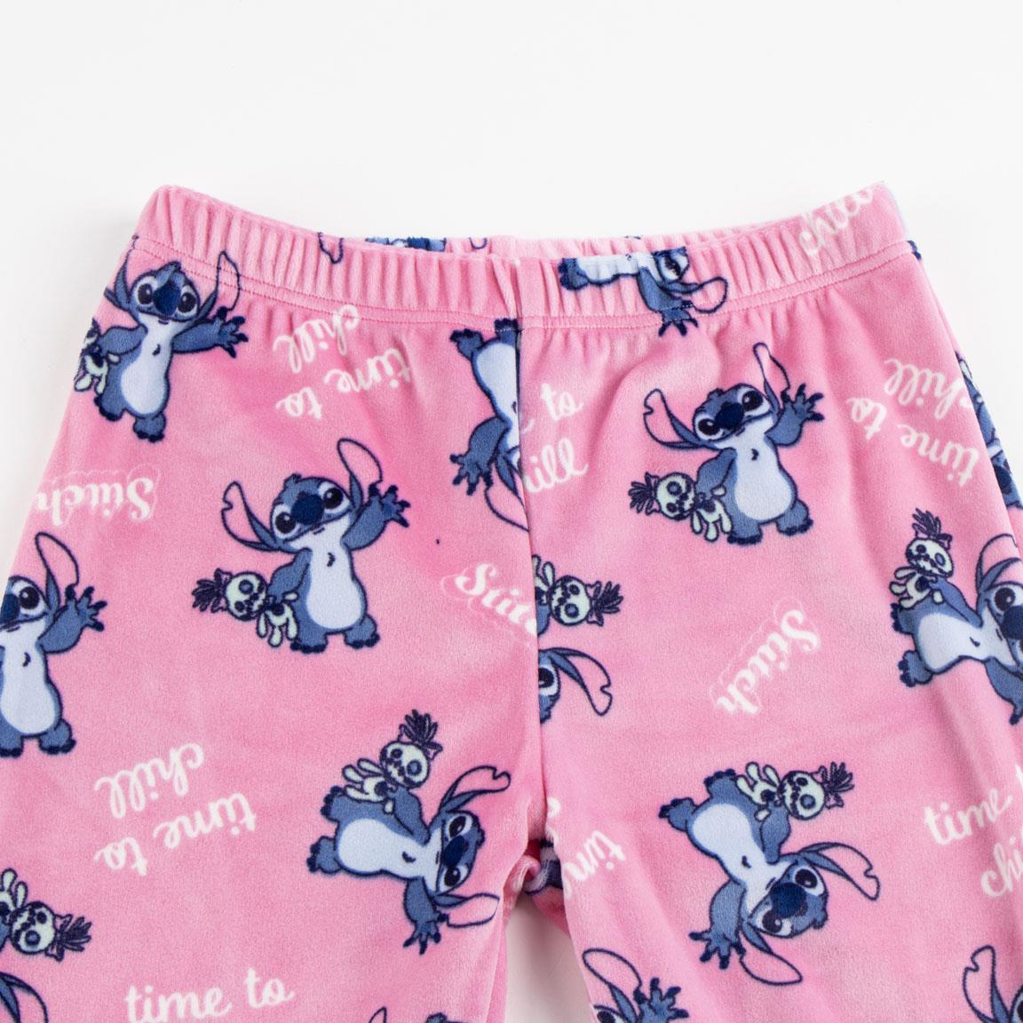 Pigiama Invernale Stitch DISNEY Felpato a Manica Lunga in Pile Corallo con Applicazioni - 2968