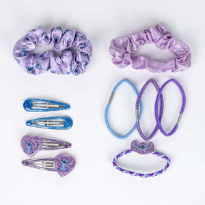 Accessori per Capelli Stitch DISNEY Set Scrunchies Elastici Clip per Acconciature in Beauty- 2676