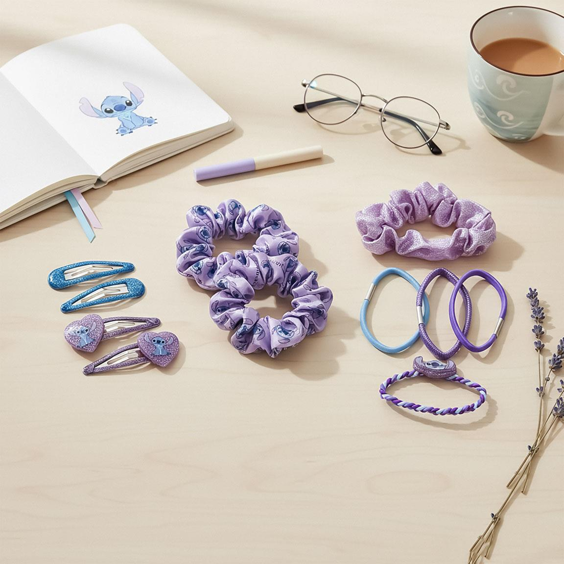 Accessori per Capelli Stitch DISNEY Set Scrunchies Elastici Clip per Acconciature in Beauty- 2676