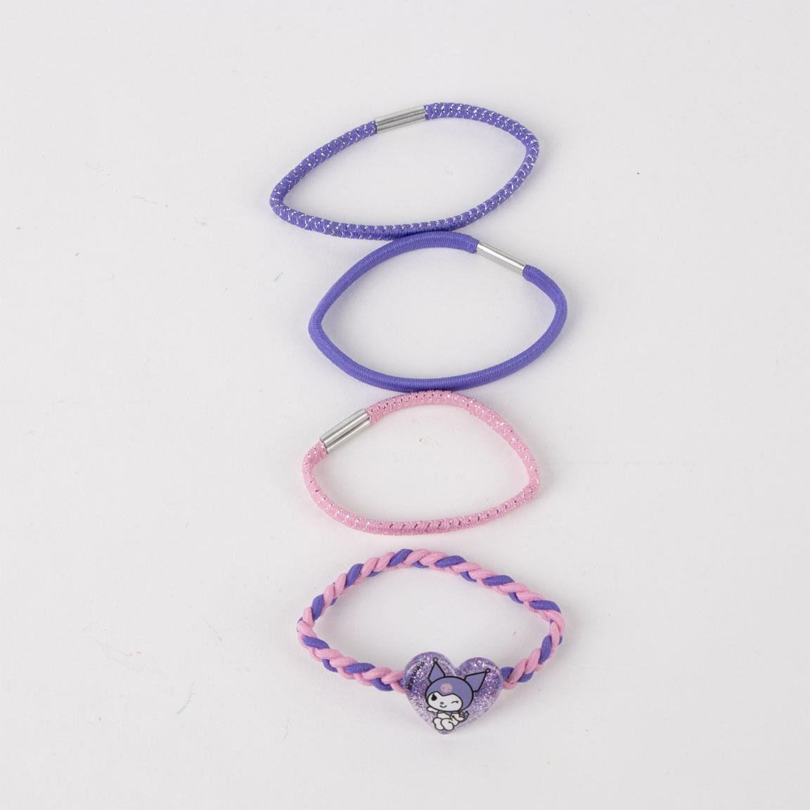 Accessori per Capelli Kuromi Sanrio Set Scrunchies Elastici Clip per Acconciature in Beauty- 3488