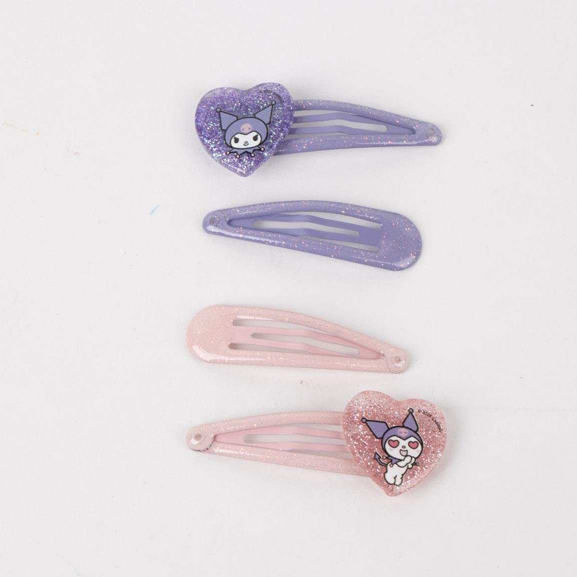Accessori per Capelli Kuromi Sanrio Set Scrunchies Elastici Clip per Acconciature in Beauty- 3488