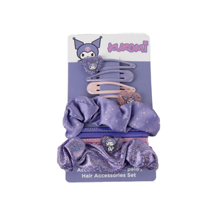 Accessori per Capelli Kuromi Sanrio Set Scrunchies Elastici Clip per Acconciature in Beauty- 3488
