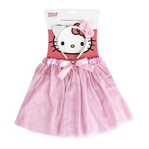 Set Travestimento Hello Kitty Sanrio 2 Pezzi Gonna in Tulle Cerchietto con Orecchie Bambina - 3327