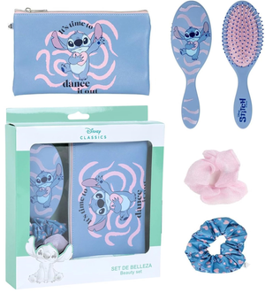 Set Accessori Capelli Stitch DISNEY 4 Pezzi Spazzola Scrunchies Pochette - 2900
