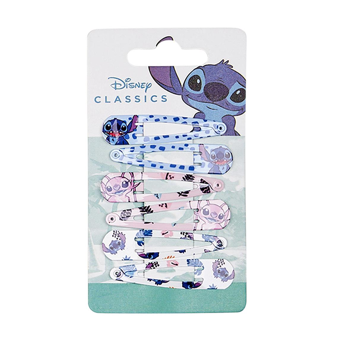 Set Mollette Stitch e Angel DISNEY Modello Clic Clac 6 Pezzi Accessori per Capelli - 2149