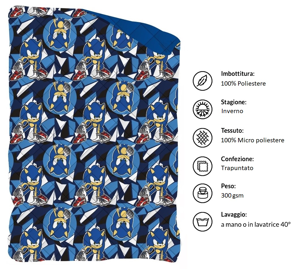 Trapunta Invernale Sonic Prime Piumone 300 Gsm Letto Singolo 170x260 CM - Scp1474