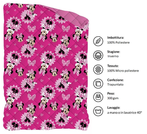 Trapunta Invernale Minnie DISNEY Piumone 300 Gsm Letto Singolo 170x260 CM - Min1465
