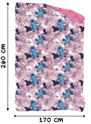 Trapunta Invernale Stitch e Angel DISNEY Piumone 300 Gsm Letto Singolo 170x260 CM - Sti1952