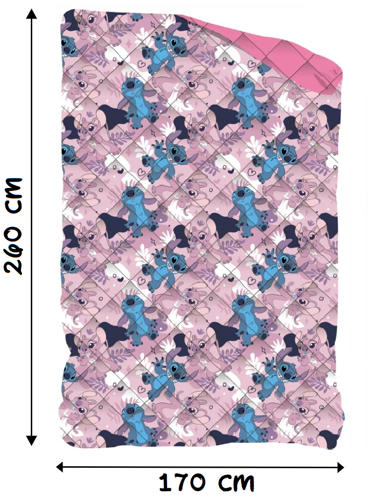 Trapunta Invernale Stitch e Angel DISNEY Piumone 300 Gsm Letto Singolo 170x260 CM - Sti1952