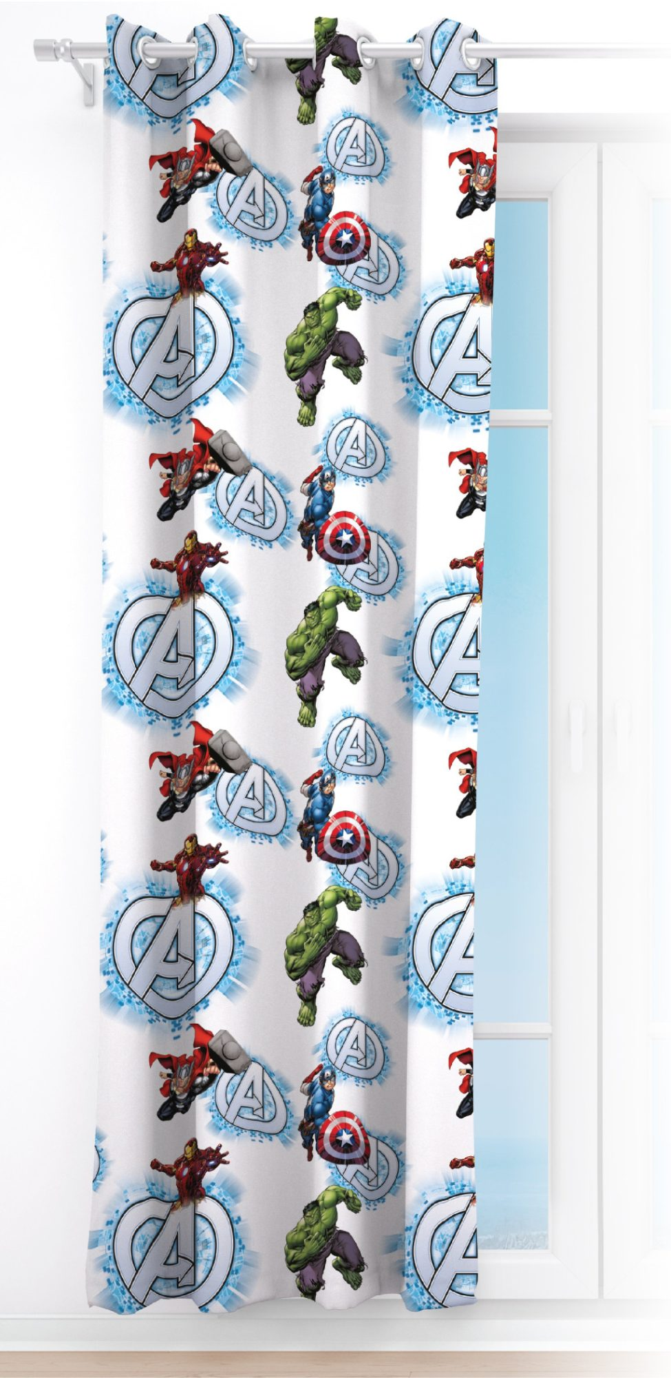 Tenda Velata Cameretta Avengers MARVEL 140 X 280 CM Pannello Singolo con Anelli - Ave-1656