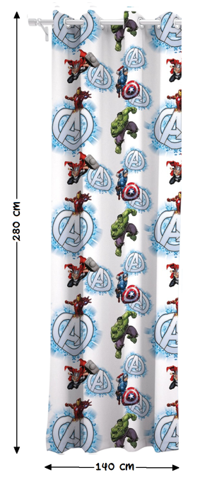 Tenda Velata Cameretta Avengers MARVEL 140 X 280 CM Pannello Singolo con Anelli - Ave-1656