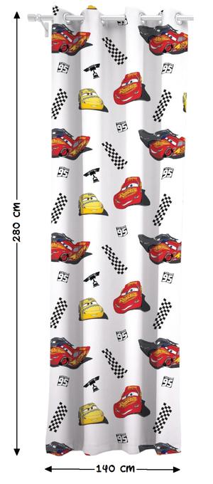 Tenda Velata Cameretta Cars DISNEY 140 X 280 CM Pannello Singolo con Anelli - Car-1660