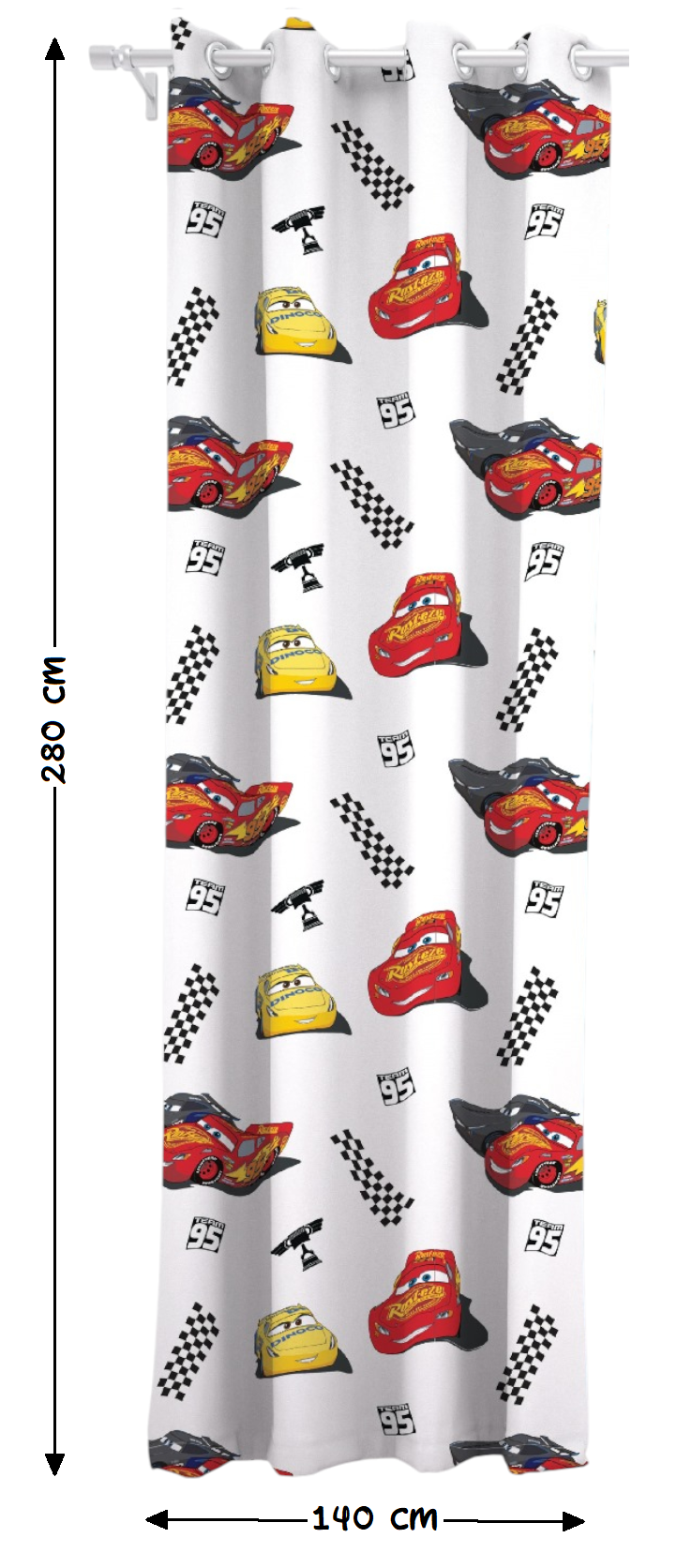 Tenda Velata Cameretta Cars DISNEY 140 X 280 CM Pannello Singolo con Anelli - Car-1660