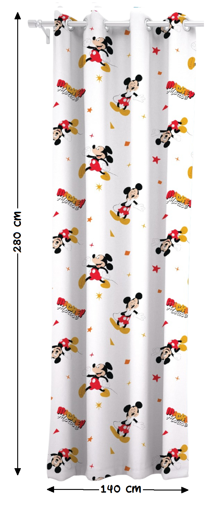 Tenda Velata Cameretta Topolino DISNEY 140 X 280 CM Pannello Singolo con Anelli - Mic-1655