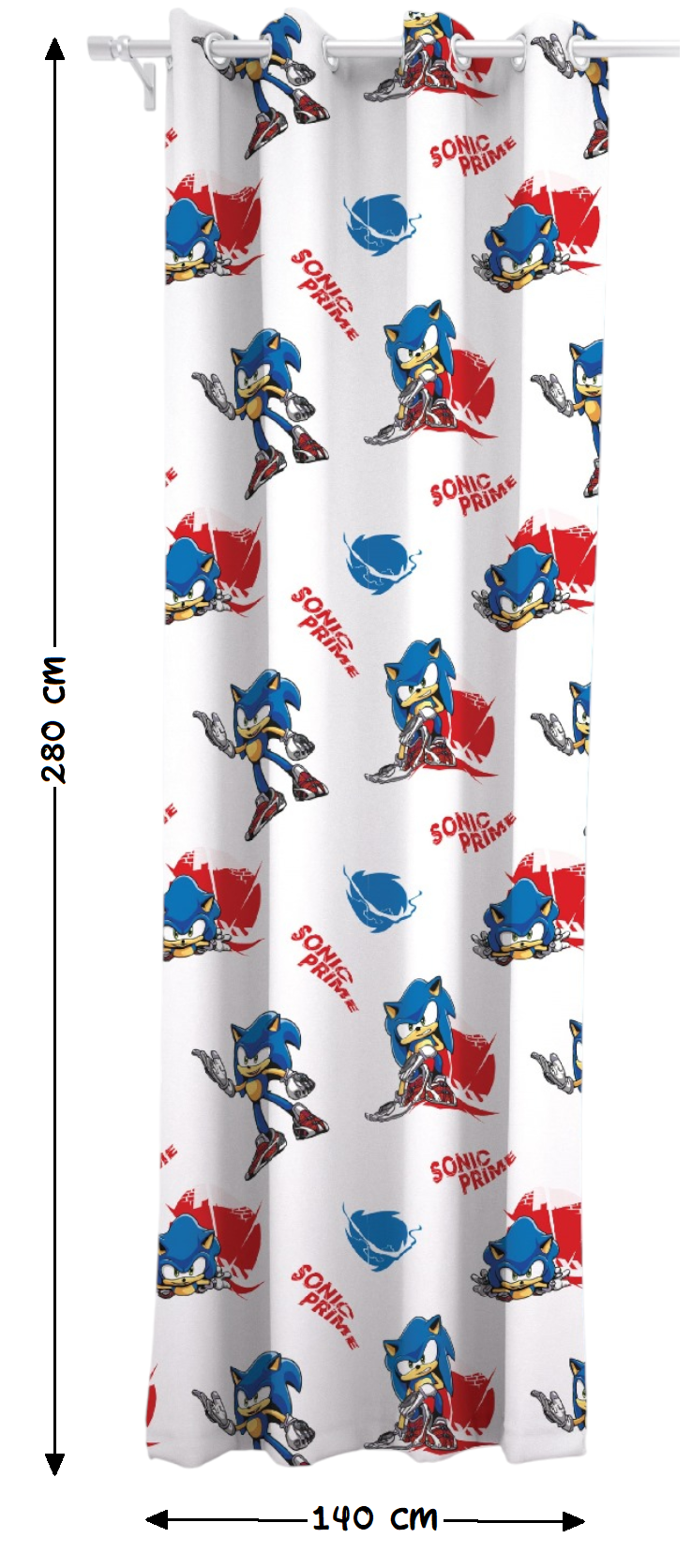Tenda Velata Cameretta Sonic Prime 140 X 280 CM Pannello Singolo con Anelli - Scp-1659