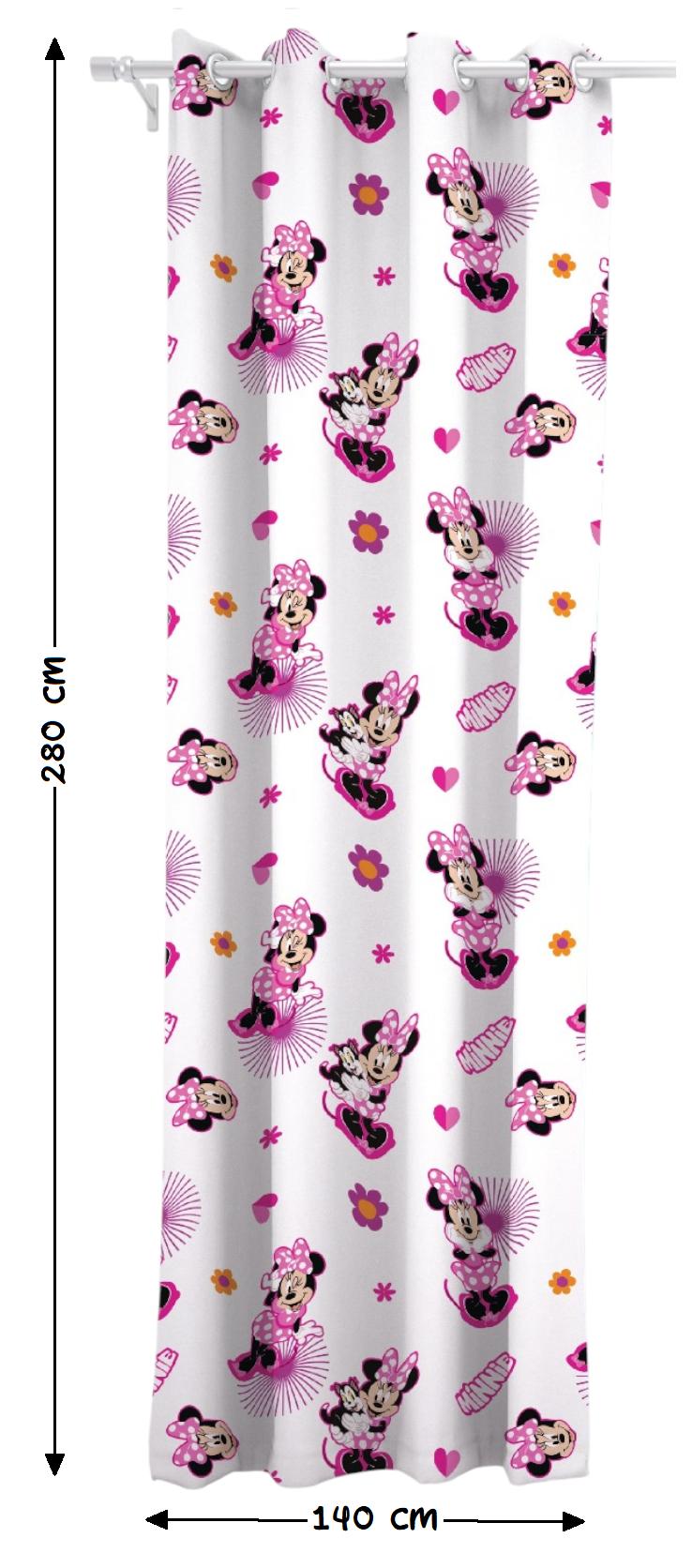 Tenda Velata Cameretta Minnie DISNEY 140 X 280 CM Pannello Singolo con Anelli - Min-1662