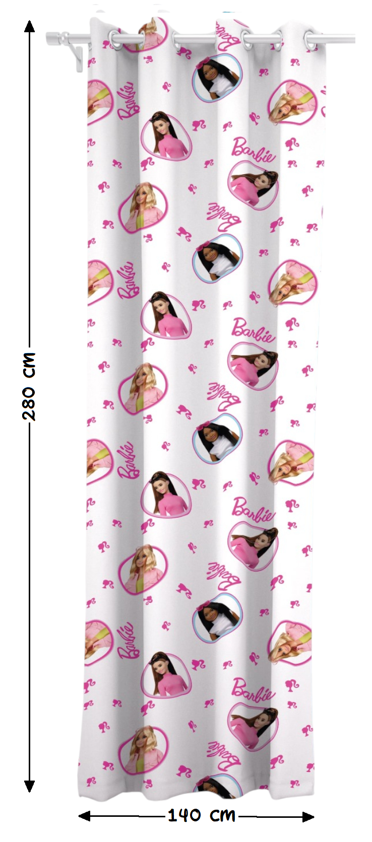 Tenda Velata Cameretta Barbie Mattel 140 X 280 CM Pannello Singolo con Anelli - Bar-1672