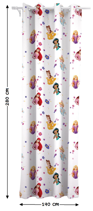 Tenda Velata Cameretta Principesse DISNEY 140 X 280 CM Pannello Singolo con Anelli - Pri-1663