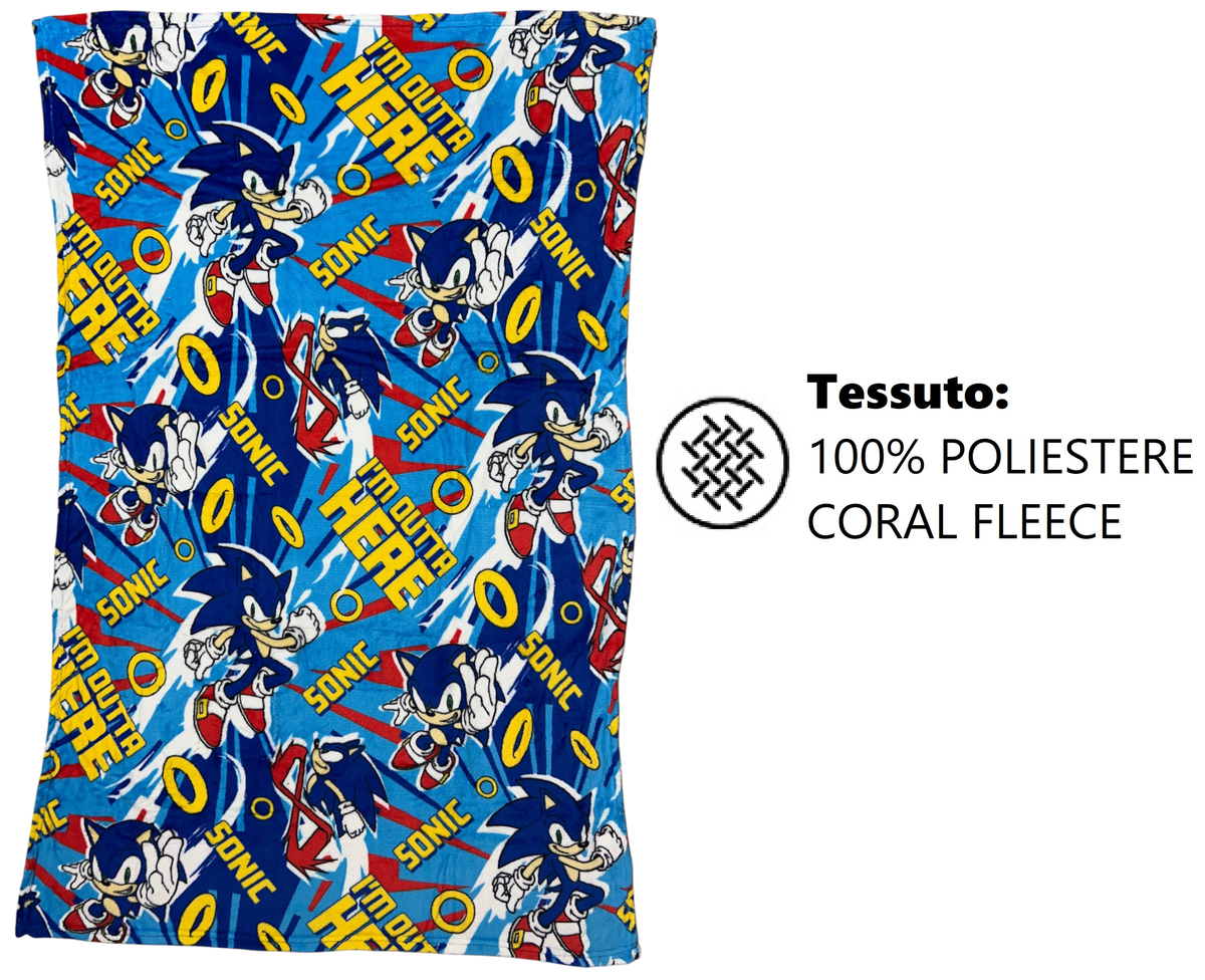 Plaid Sonic the Hedgehog in Coral Fleece Morbida e Calda Coperta 140 X 90 CM - S13717mc