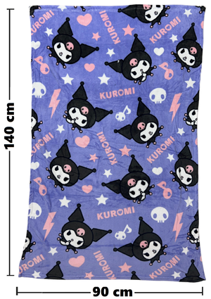 Plaid Kuromi Sanrio in Coral Fleece Morbida e Calda Coperta 140 X 90 CM - H13713mc