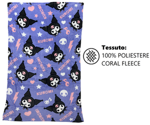 Plaid Kuromi Sanrio in Coral Fleece Morbida e Calda Coperta 140 X 90 CM - H13713mc