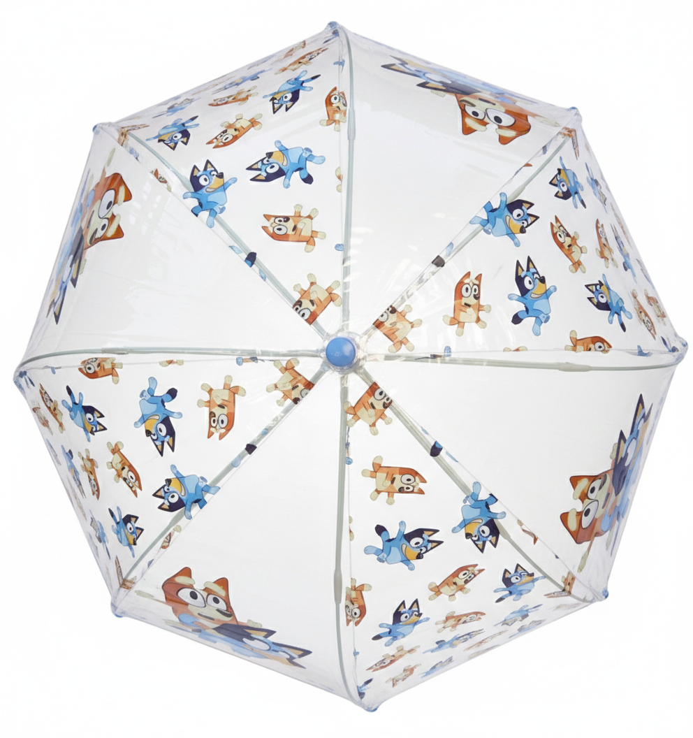 Ombrello a Campana Bluey e Bingo Trasparente Apertura Manuale Accessorio per la Pioggia Bambini - R13543mc