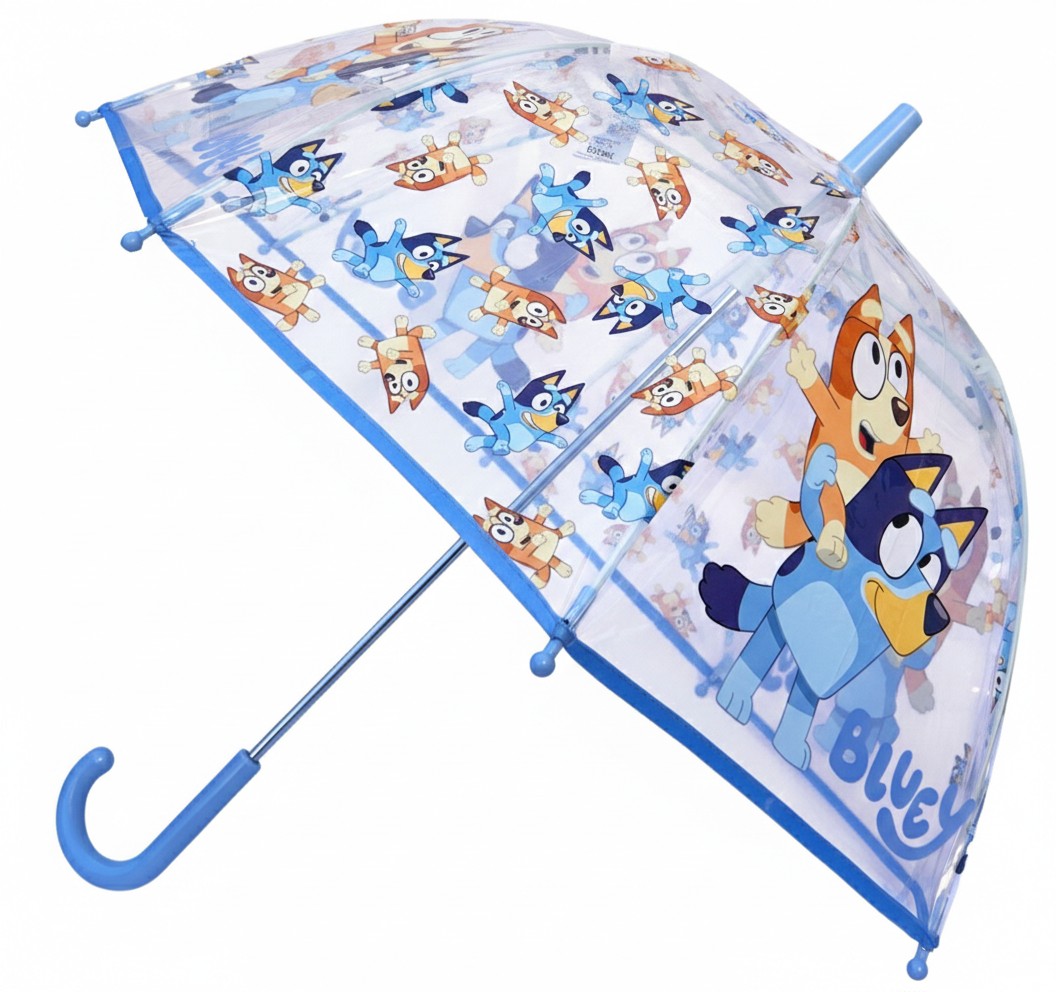 Ombrello a Campana Bluey e Bingo Trasparente Apertura Manuale Accessorio per la Pioggia Bambini - R13543mc