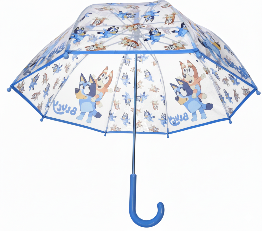 Ombrello a Campana Bluey e Bingo Trasparente Apertura Manuale Accessorio per la Pioggia Bambini - R13543mc