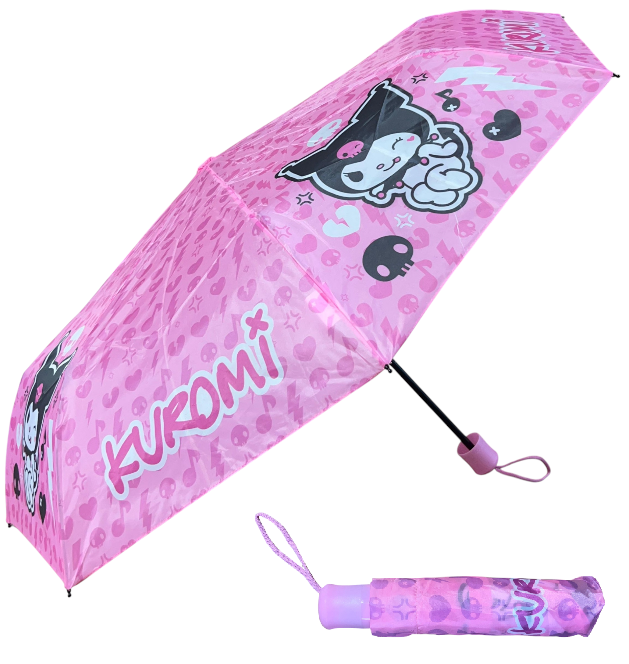 Ombrello Pieghevole Kuromi Sanrio Accessorio per la Pioggia Bambina - H13534mc