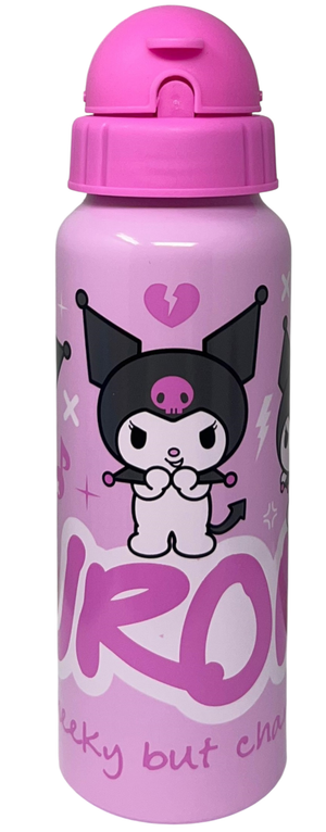 Borraccia in Alluminio con Cannuccia Kuromi Sanrio Bottiglia per Bambini 550 Ml - H13122mc/r