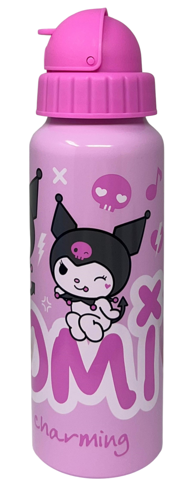 Borraccia in Alluminio con Cannuccia Kuromi Sanrio Bottiglia per Bambini 550 Ml - H13122mc/r