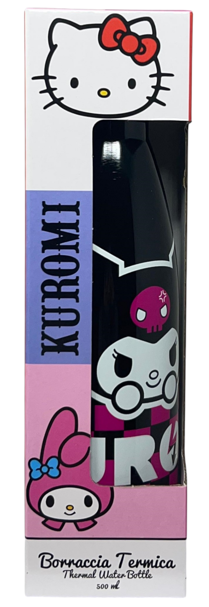 Borraccia Termica Kuromi Sanrio in Acciaio Inox Bottiglia con Tappo Svitabile 500 Ml - H10247te/n