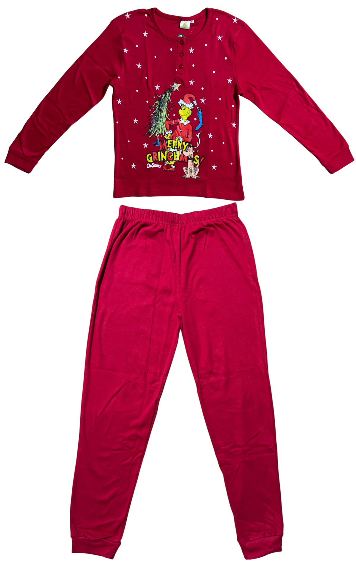 Pigiama Natalizio Grinch Completo in 100% Caldo Cotone Donna - Gri1906