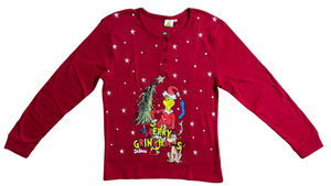 Pigiama Natalizio Grinch Completo in 100% Caldo Cotone Donna - Gri1906