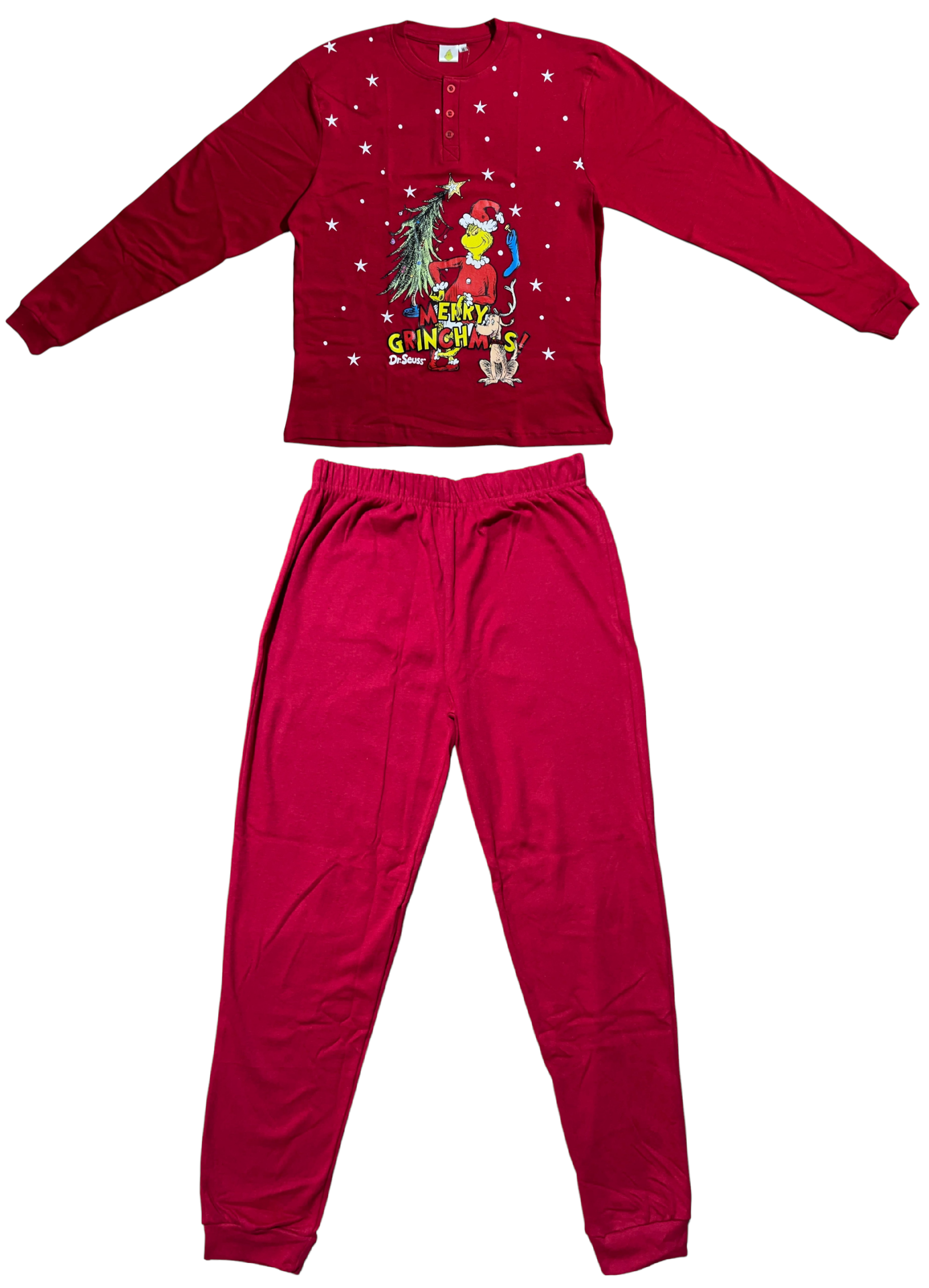 Pigiama Natalizio Grinch Completo in 100% Caldo Cotone Uomo - Gri1904