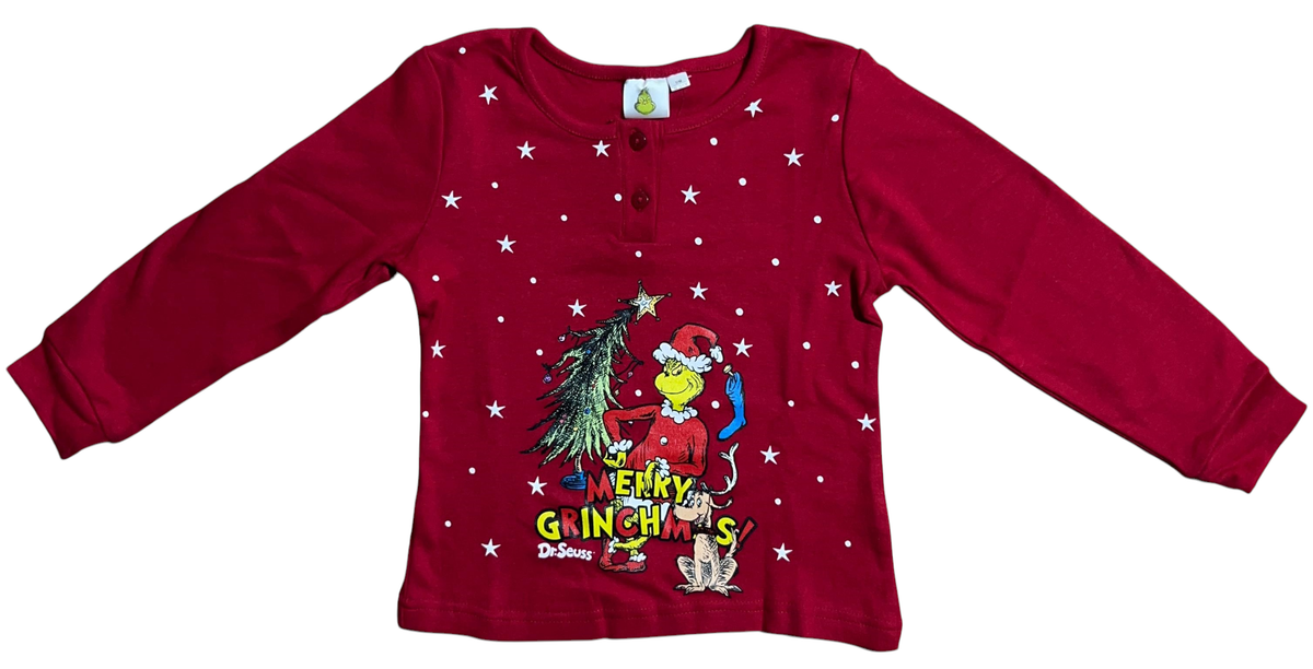 Pigiama Natalizio Grinch Completo in 100% Caldo Cotone Bambina - Gri1905
