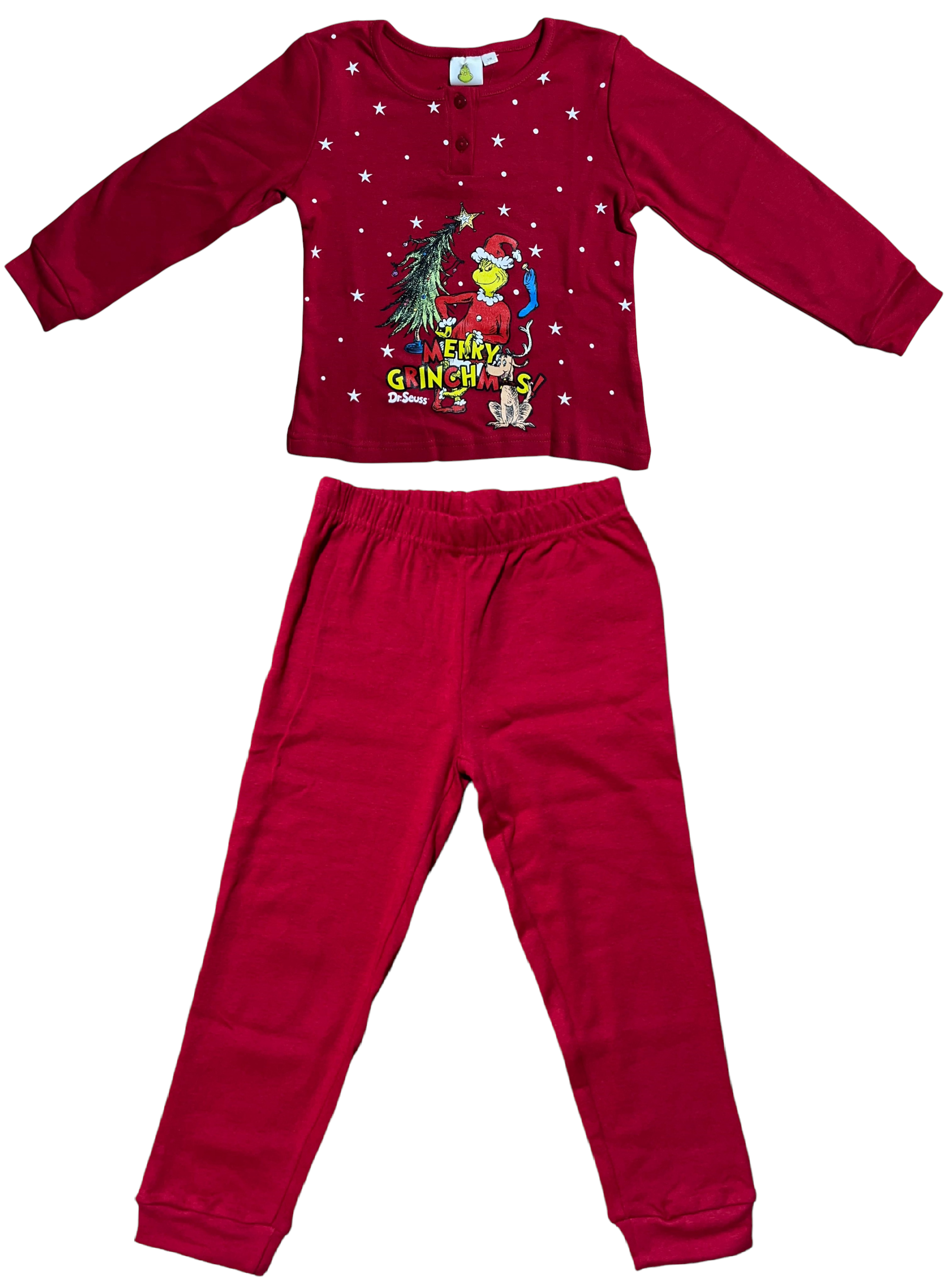 Pigiama Natalizio Grinch Completo in 100% Caldo Cotone Bambina - Gri1905