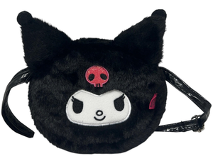Borsa Passeggio Kuromi Sanrio in Peluche con Tracolla Dettagli 3d e Glitterati - H13922mc