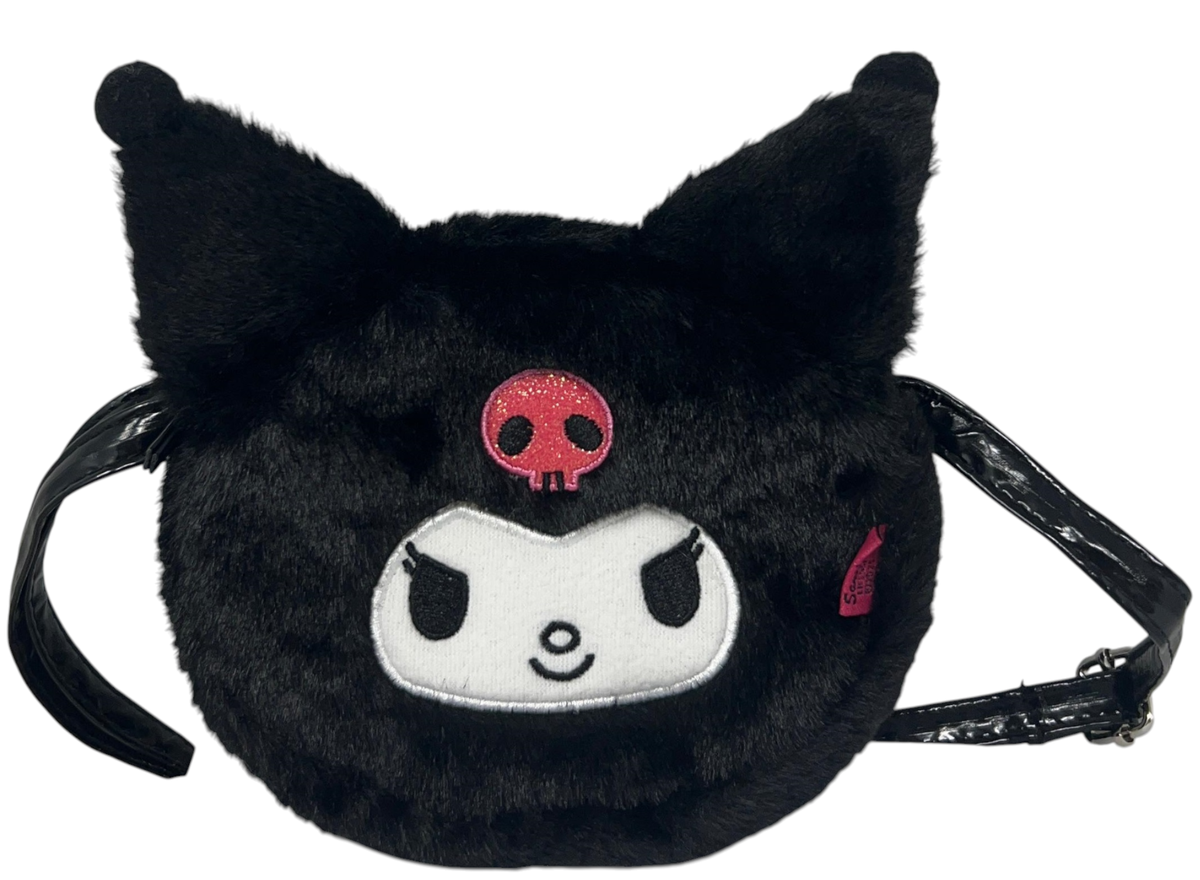 Borsa Passeggio Kuromi Sanrio in Peluche con Tracolla Dettagli 3d e Glitterati - H13922mc