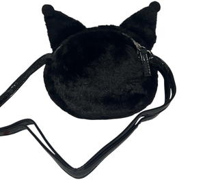 Borsa Passeggio Kuromi Sanrio in Peluche con Tracolla Dettagli 3d e Glitterati - H13922mc