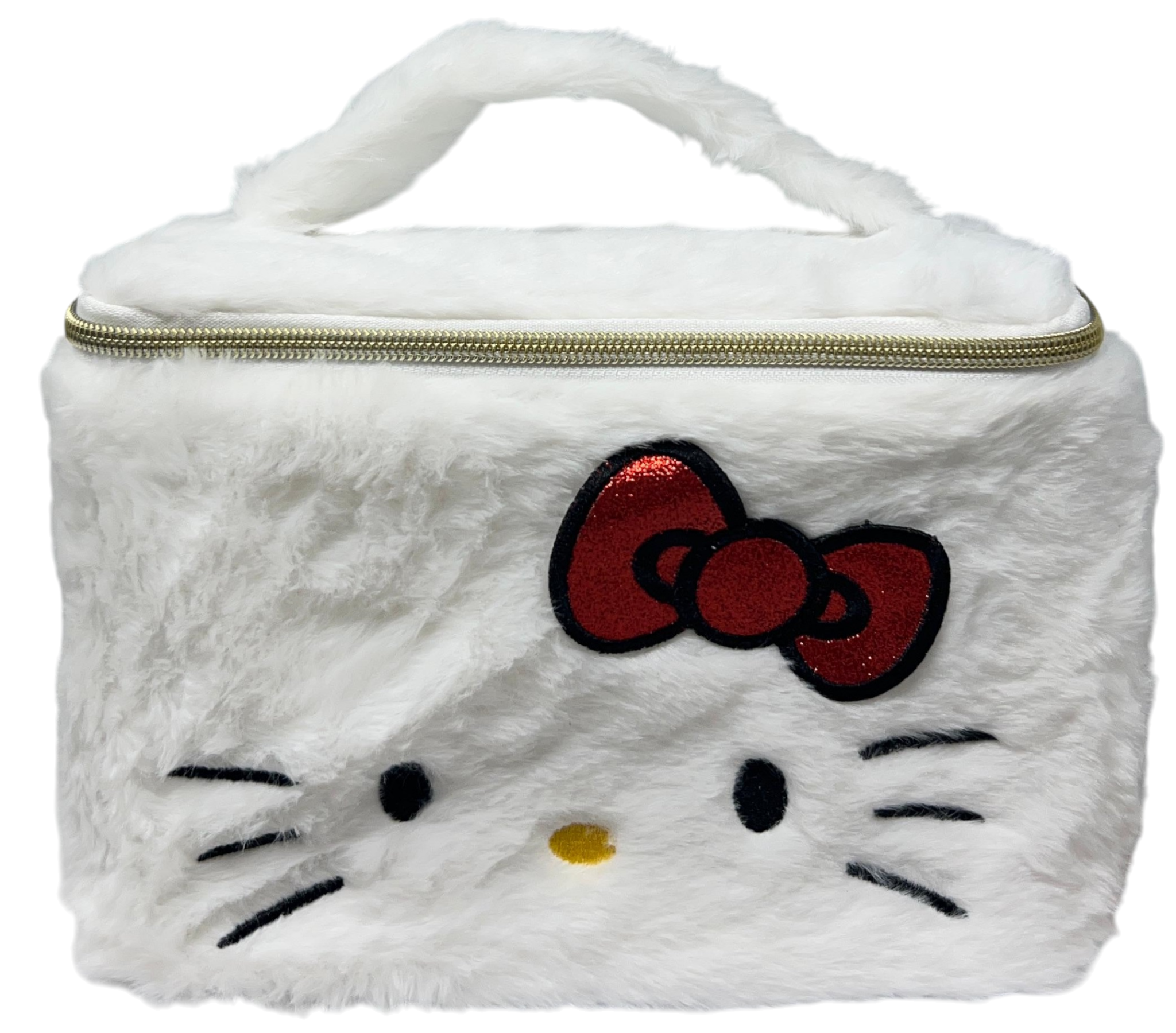 Beauty Case Hello Kitty Sanrio in Soffice Peluche Morbida Trousse con Dettagli Ricamati- H13934mc
