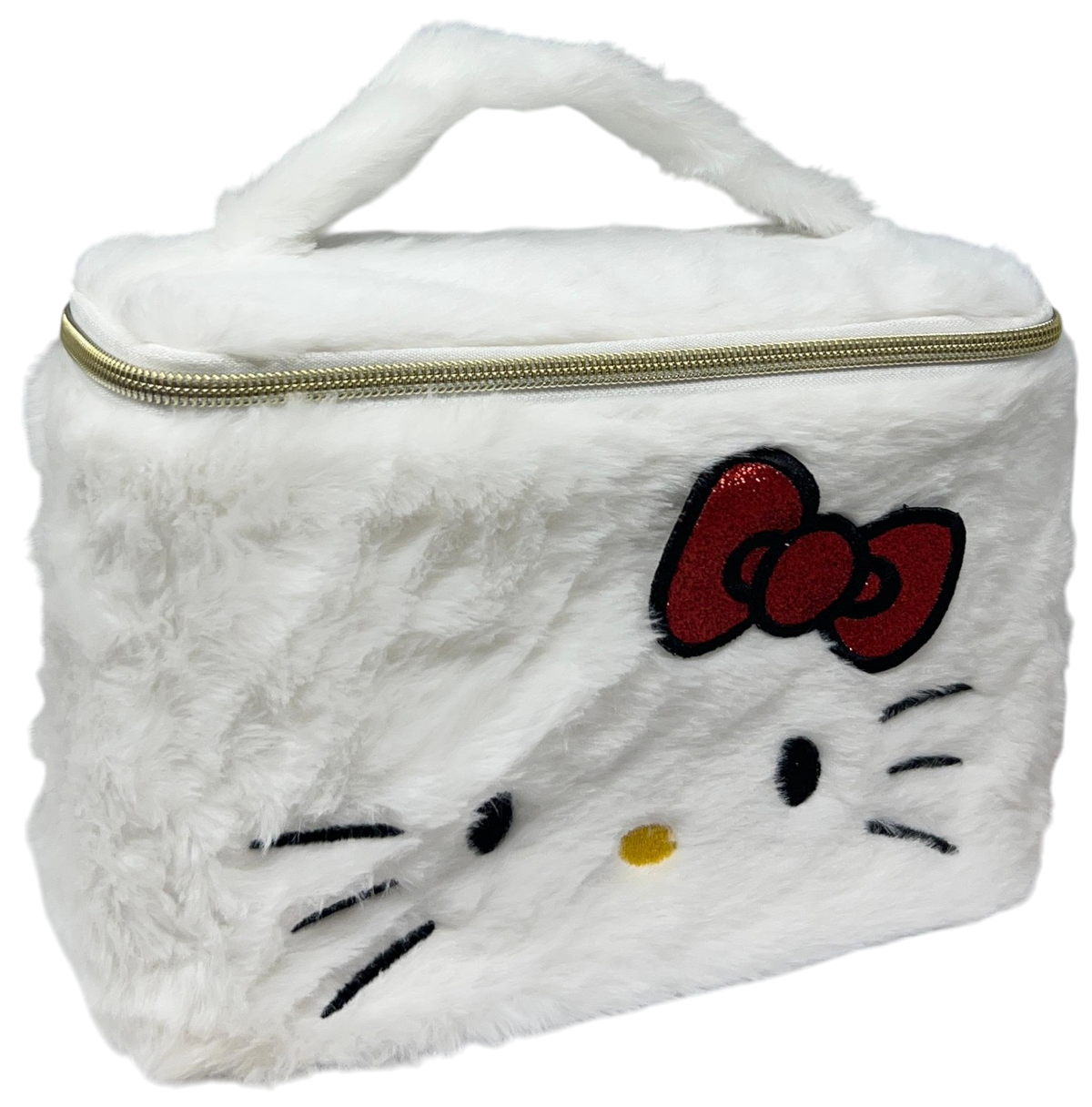 Beauty Case Hello Kitty Sanrio in Soffice Peluche Morbida Trousse con Dettagli Ricamati- H13934mc